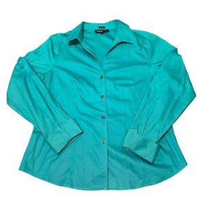 Jones New York Turquoise Blue Button Up Non Iron Shirt